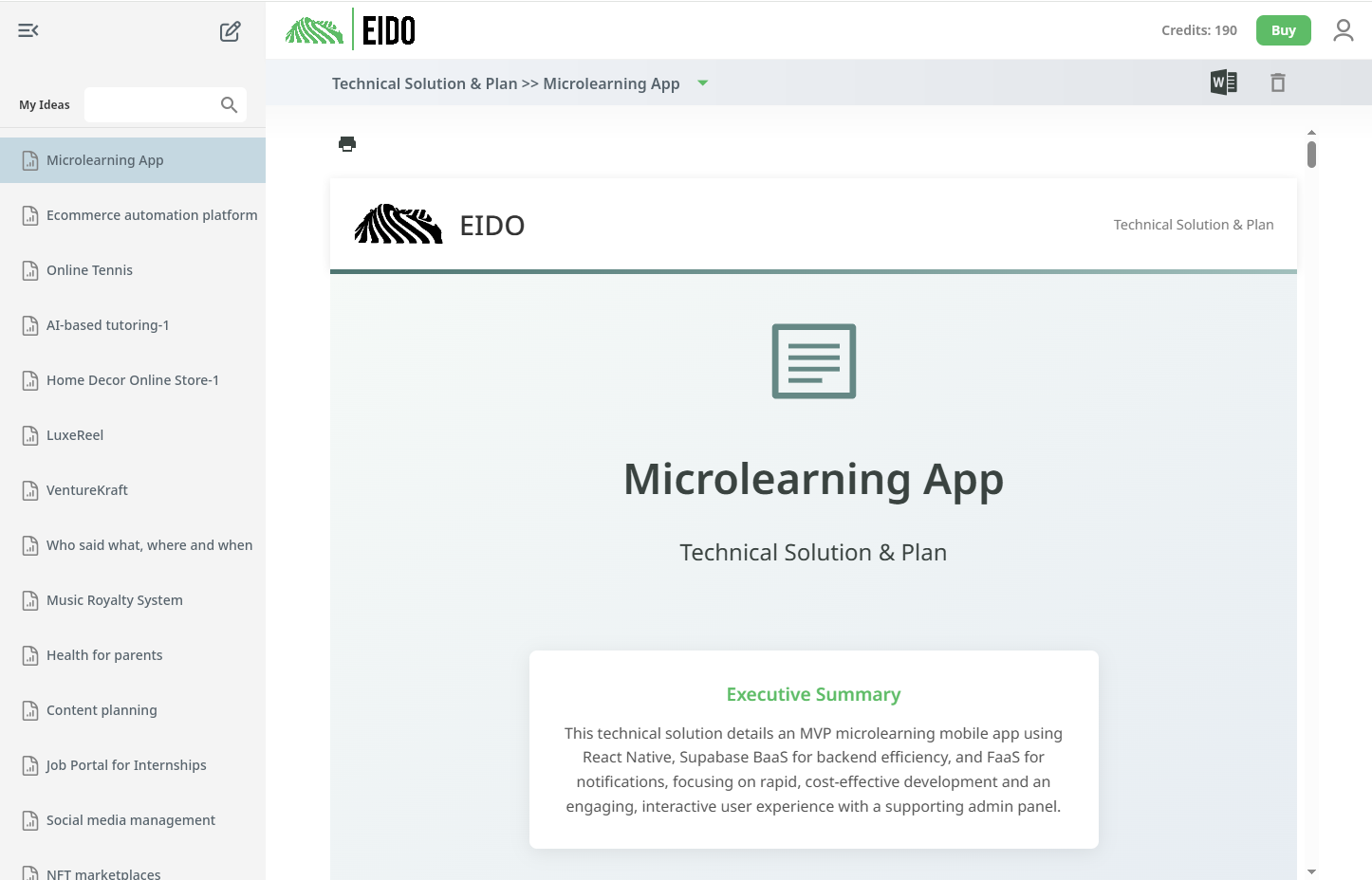 EIDO application screenshot 1